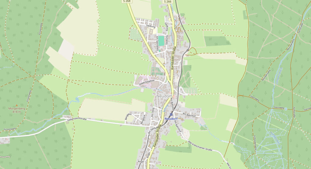 Kartenausschnitt mit dem Standort von Schröder + Heidler im Gewerbegebiet 7 in Sehmatal-Neudorf